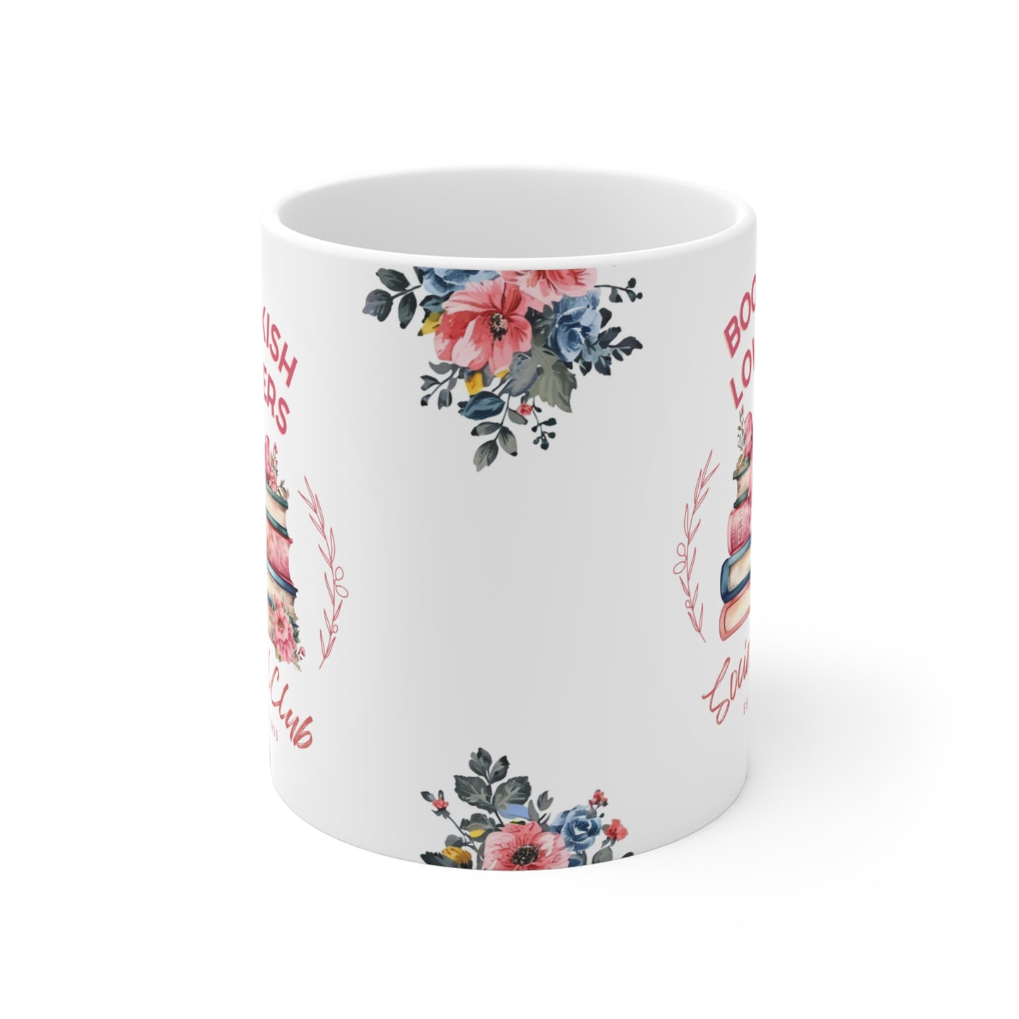 Tasse Keramik 325ml - Bookish Lovers Social Club- Blumen Design