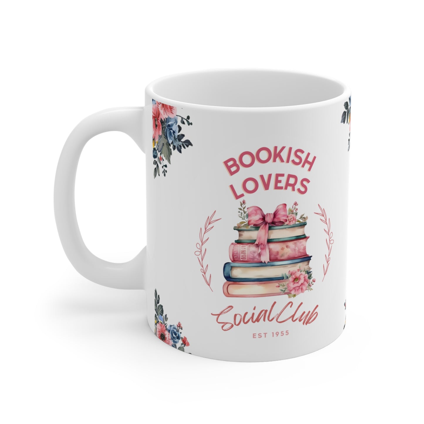 Tasse Keramik 325ml - Bookish Lovers Social Club- Blumen Design