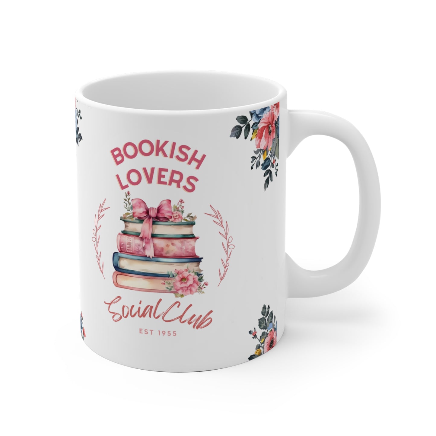 Tasse Keramik 325ml - Bookish Lovers Social Club- Blumen Design