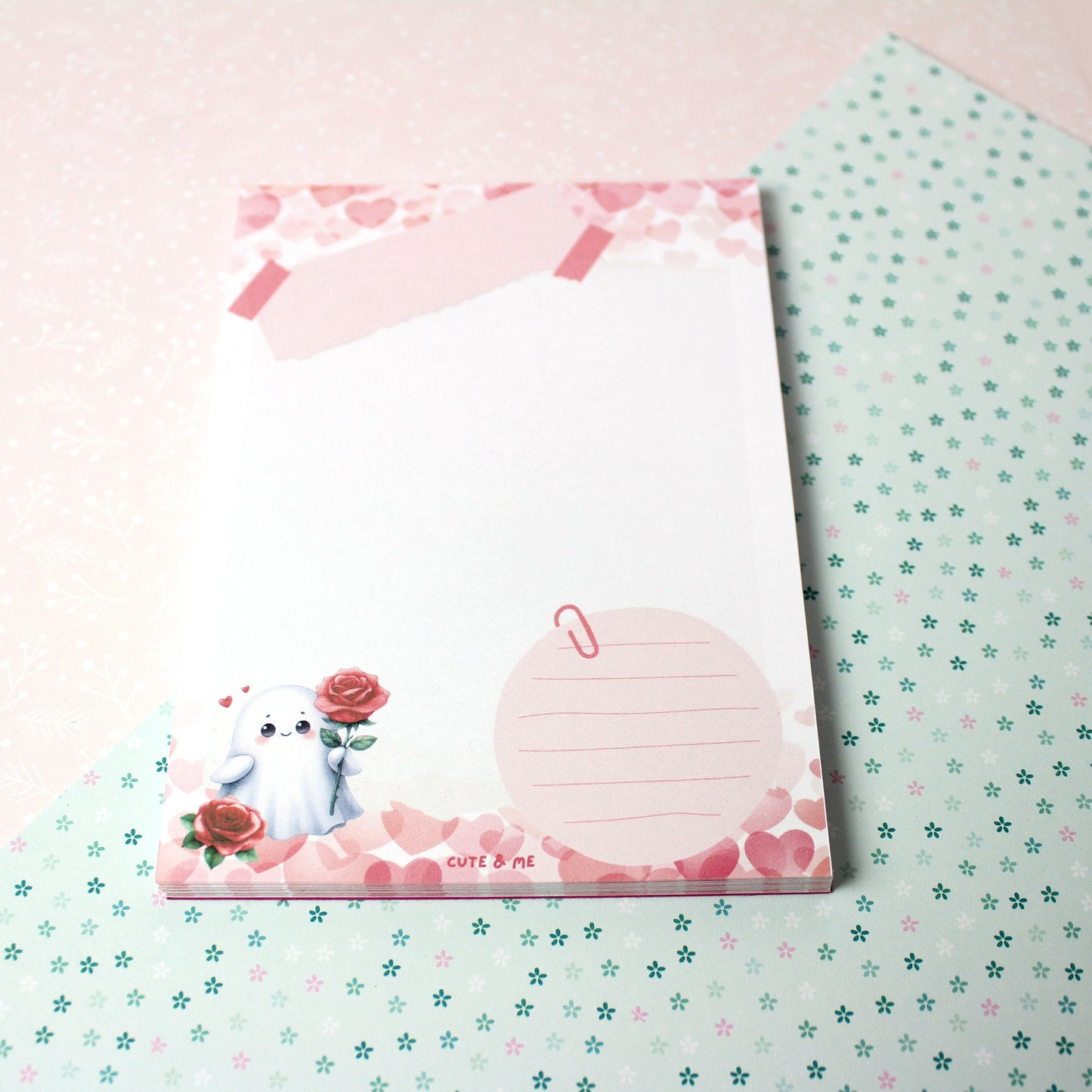 Block A6 - Geist mit Rose - pink