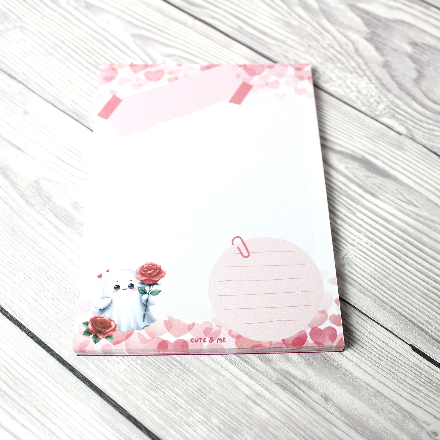 Block A6 - Geist mit Rose - pink