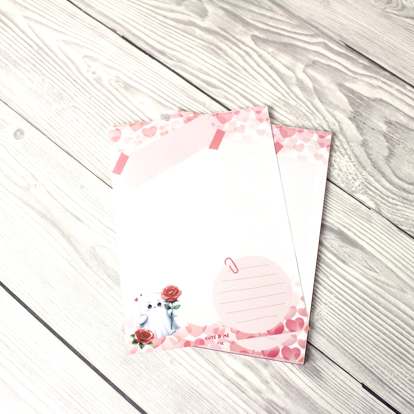 Block A6 - Geist mit Rose - pink