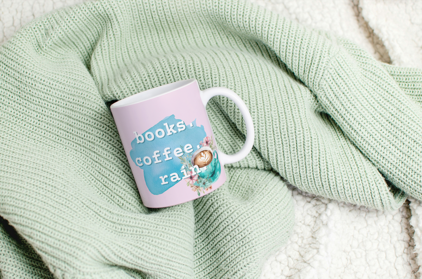 Tasse Kaffeebecher - books coffee rain - Keramiktasse - 325ml