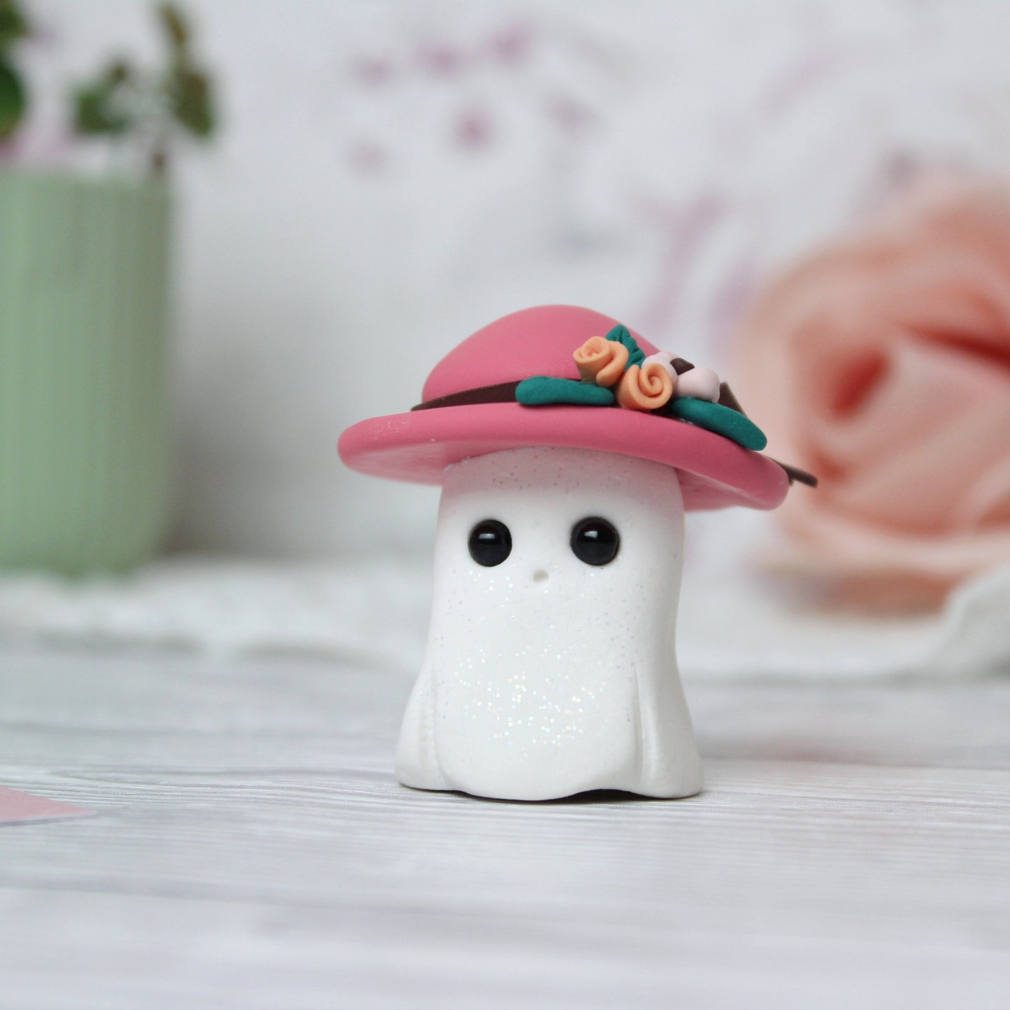 Deko Figur Geist weiß mit Hut
