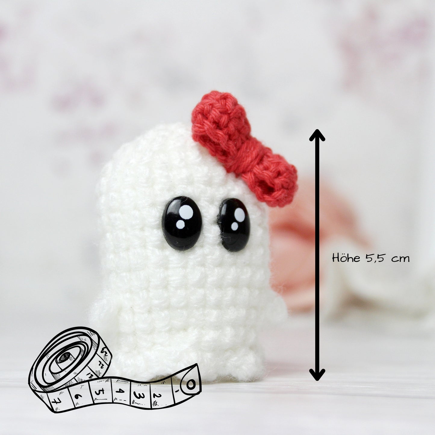 Amigurumi Geist mit roter Schleife
