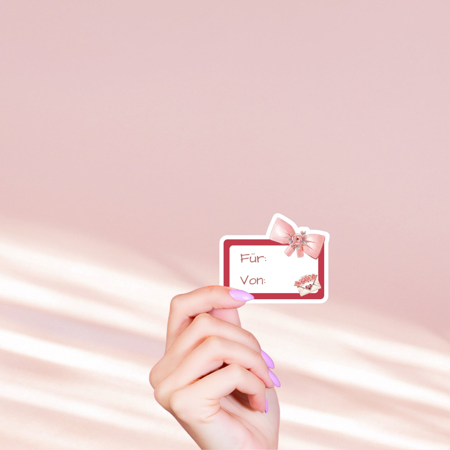Aufkleber Geschenketiketten - Stickerbogen - 8 Sticker - rosa & rot