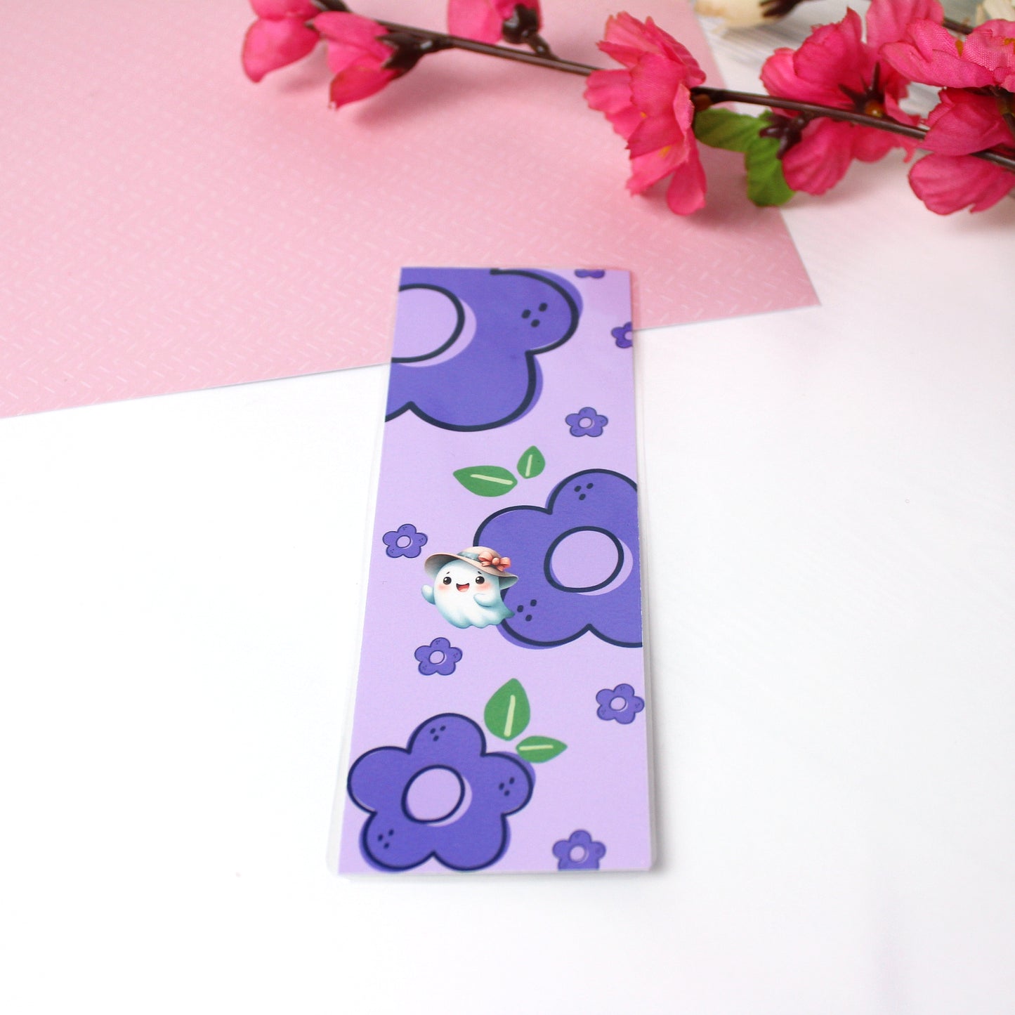 Lesezeichen Geist und Blumen - lila - 50 x 150mm- laminiert - einseitig bedruckt