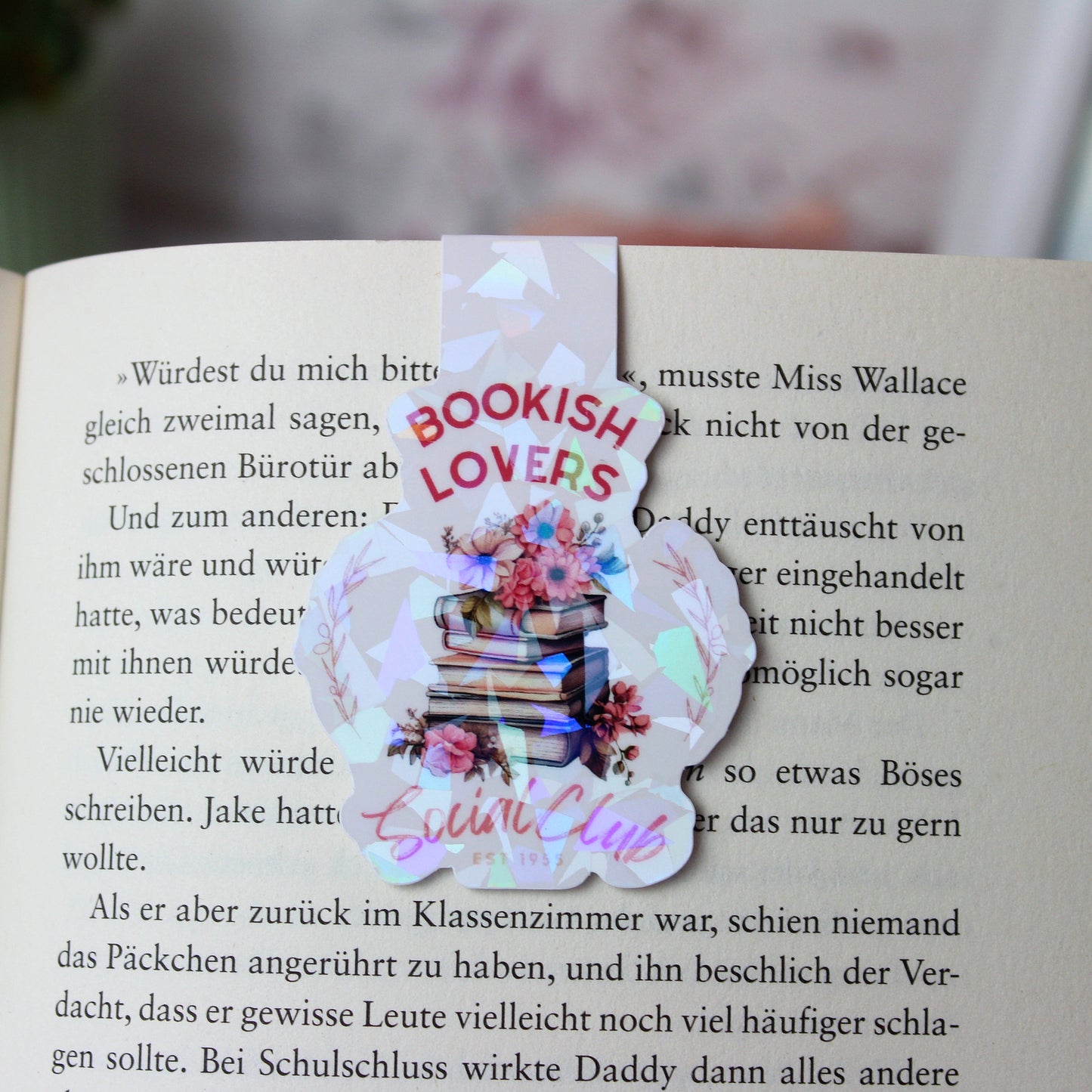 Magnetisches Lesezeichen -Bookish lovers Social Club - hellrosa