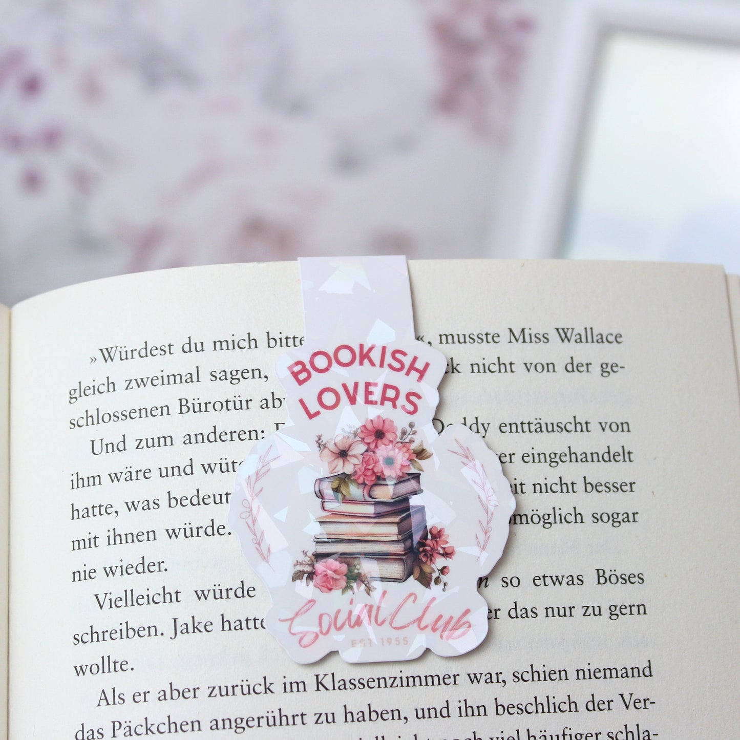 Magnetisches Lesezeichen -Bookish lovers Social Club - hellrosa