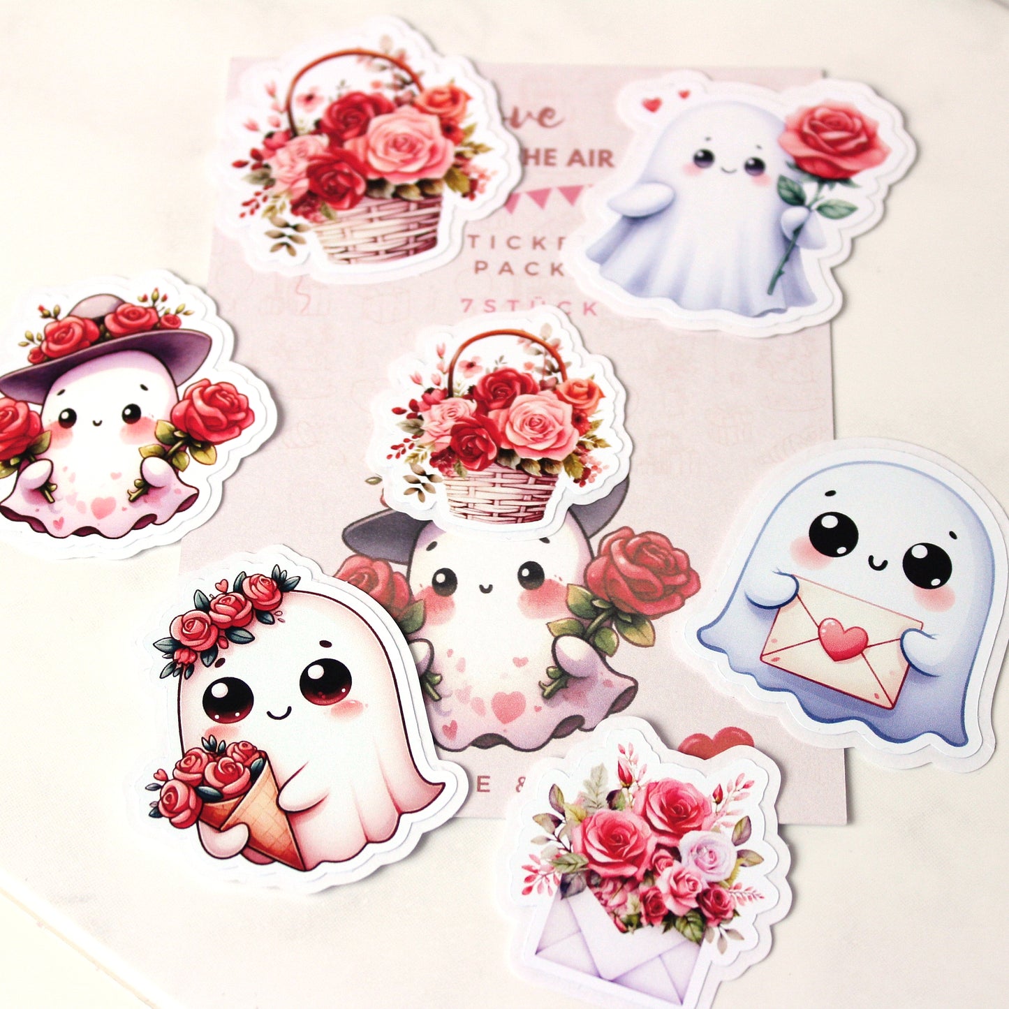Sticker Set Geister und Rosen - 7 Stück