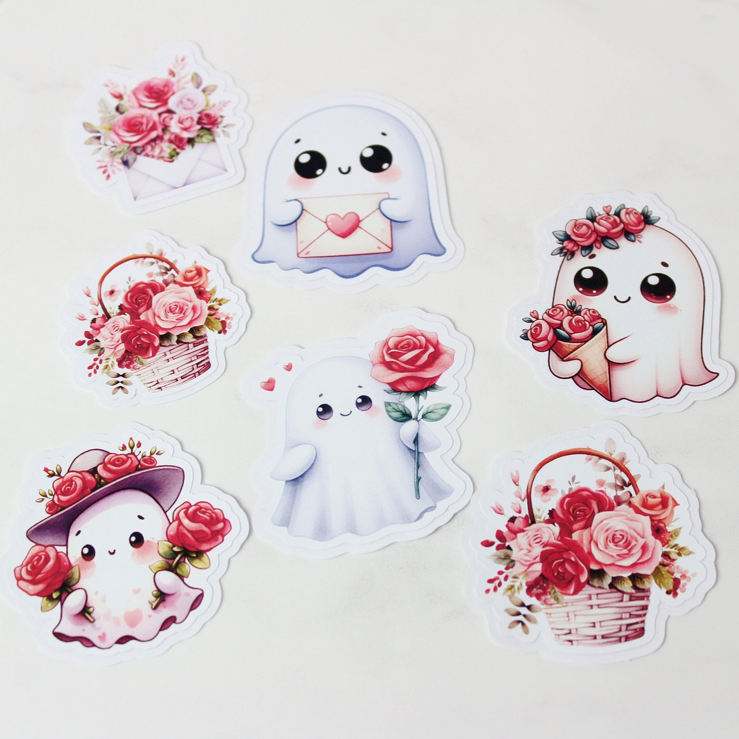 Sticker Set Geister und Rosen - 7 Stück