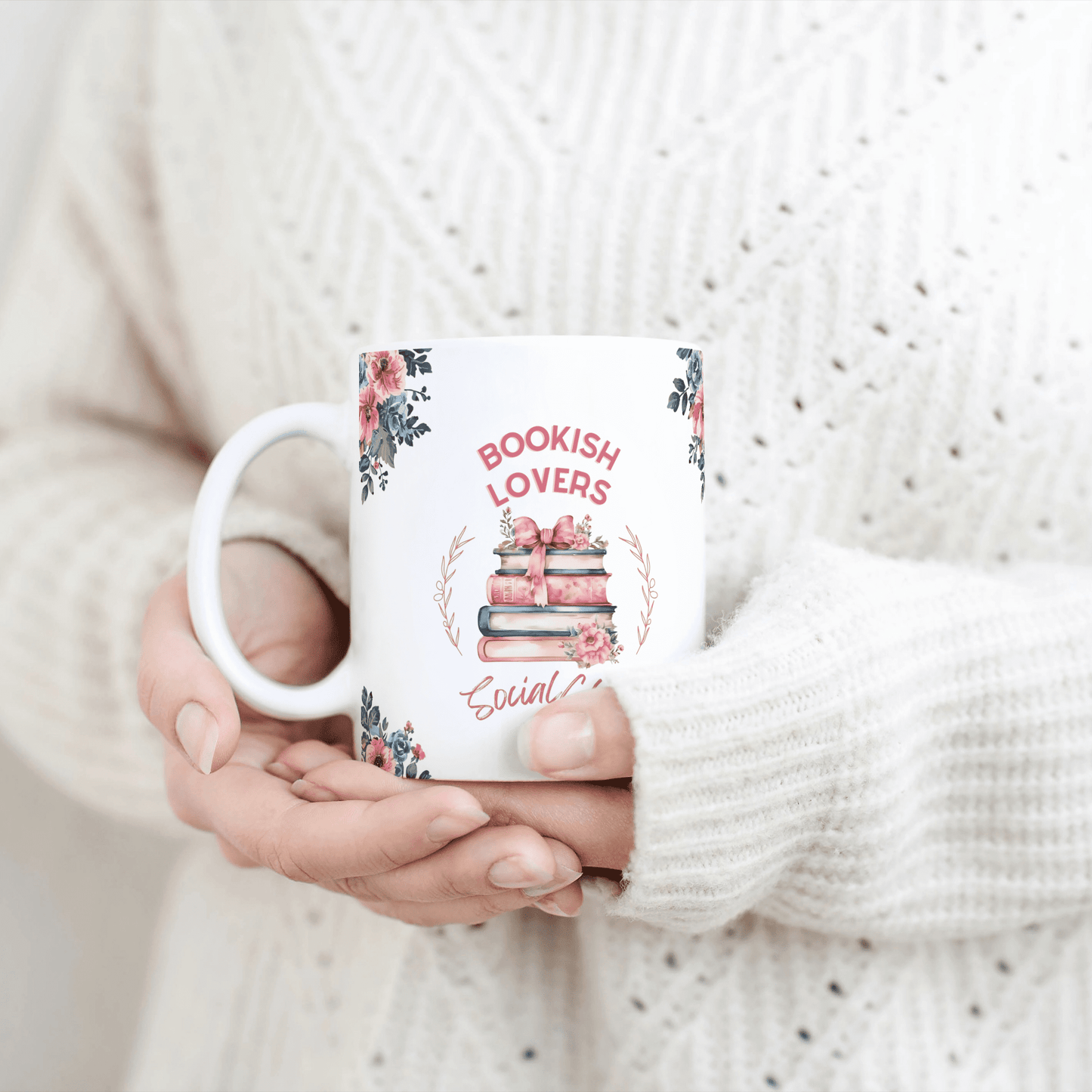 Tasse Keramik 325ml - Bookish Lovers Social Club- Blumen Design