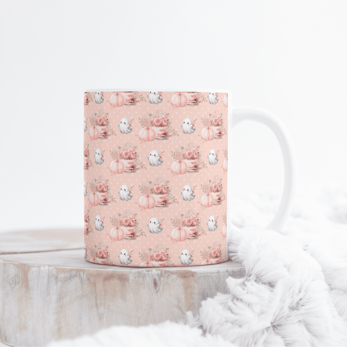 Tasse Kaffeebecher Keramik 325ml - Geister und Kürbisse
