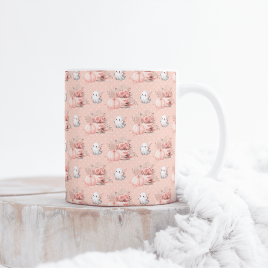 Tasse Kaffeebecher Keramik 325ml - Geister und Kürbisse