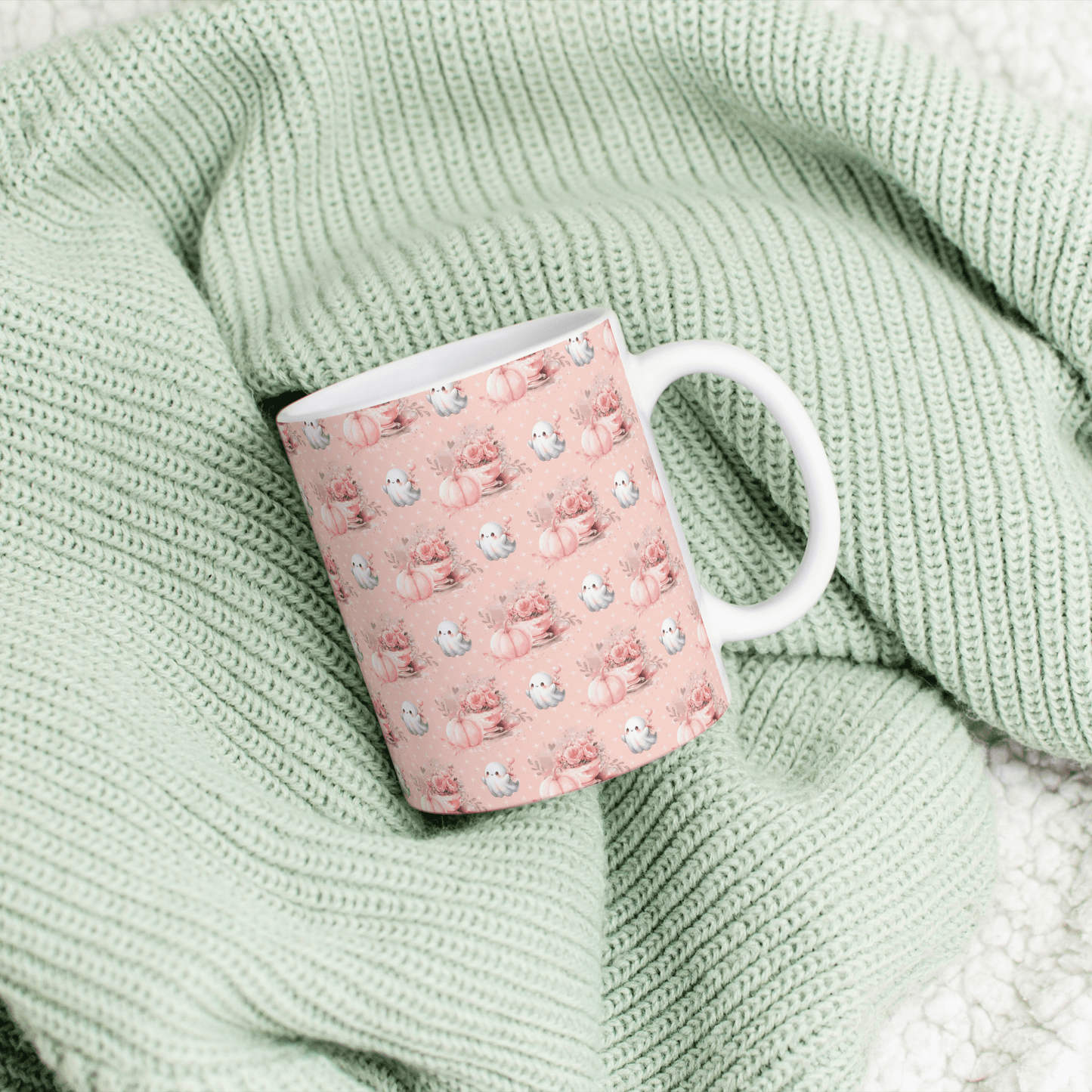 Tasse Kaffeebecher Keramik 325ml - Geister und Kürbisse