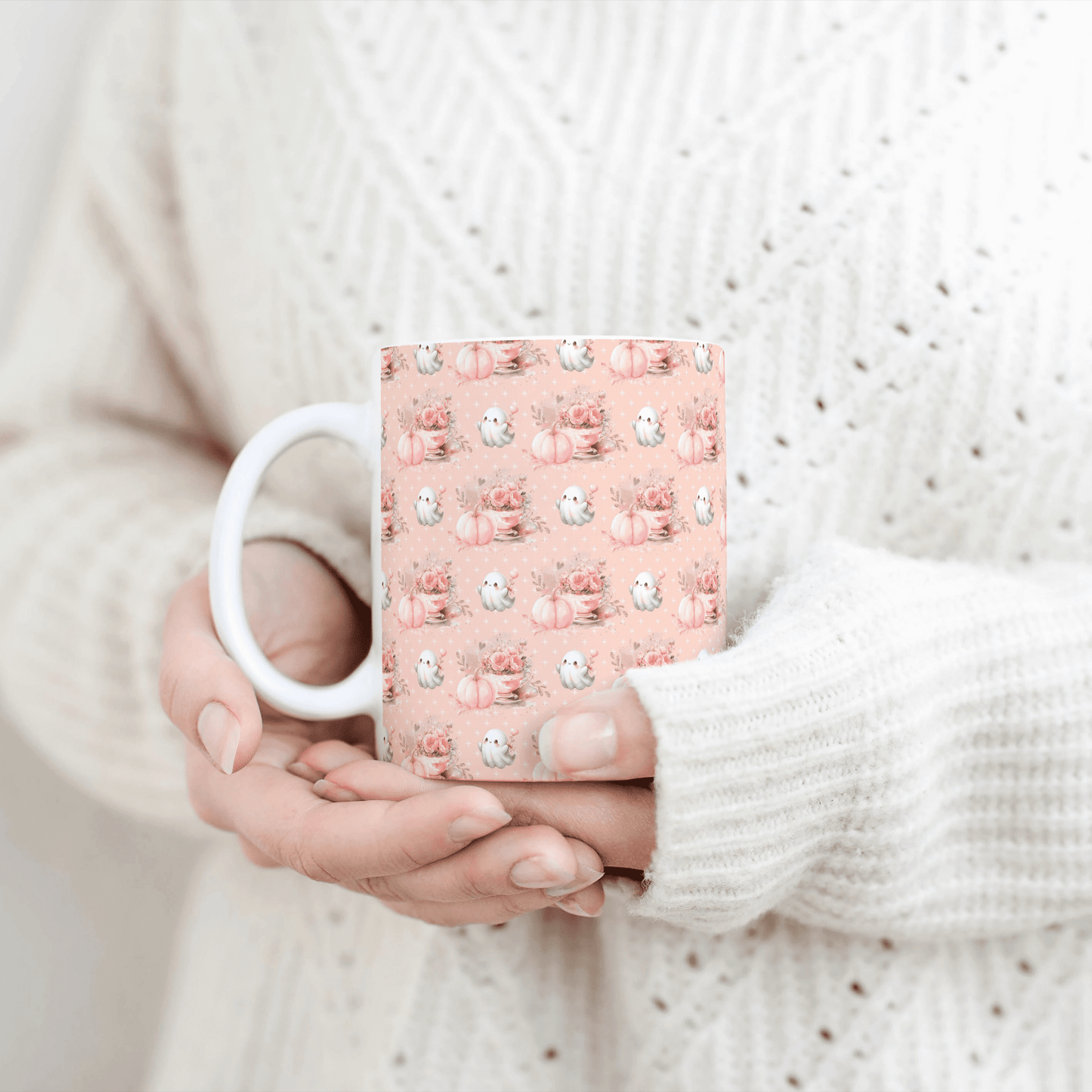 Tasse Kaffeebecher Keramik 325ml - Geister und Kürbisse