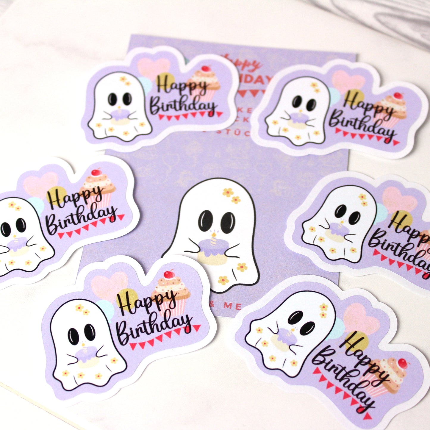 Sticker - Happy birthday - 6 Stück - lila