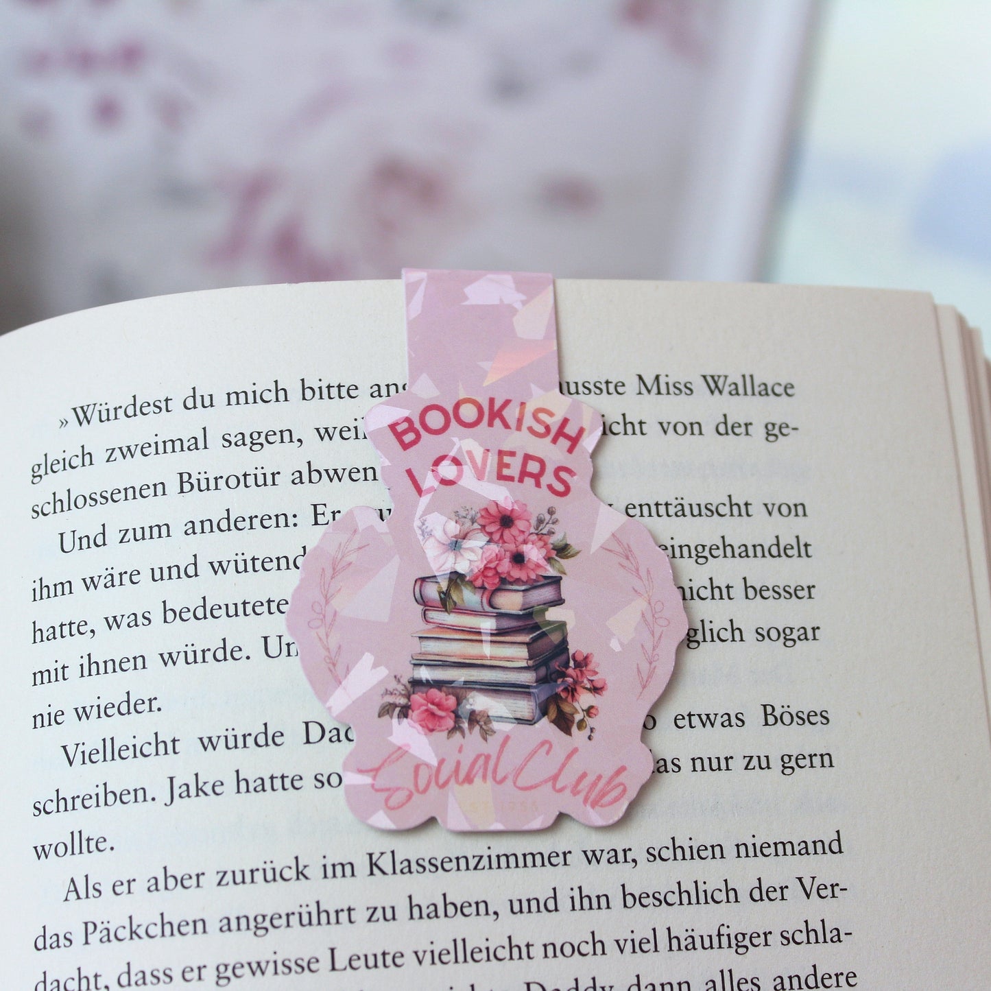 Magnetisches Lesezeichen -Bookish lovers Social Club - rosa